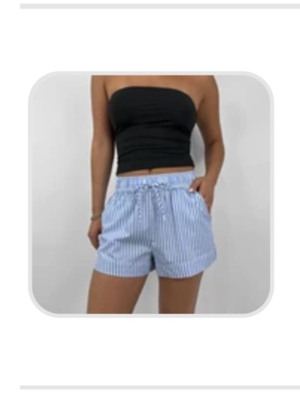 NIA Blue & White Stripe Women’s Elastic-Waist Shorts